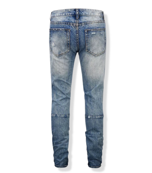 M.Blue Distressed With Silver Zippers