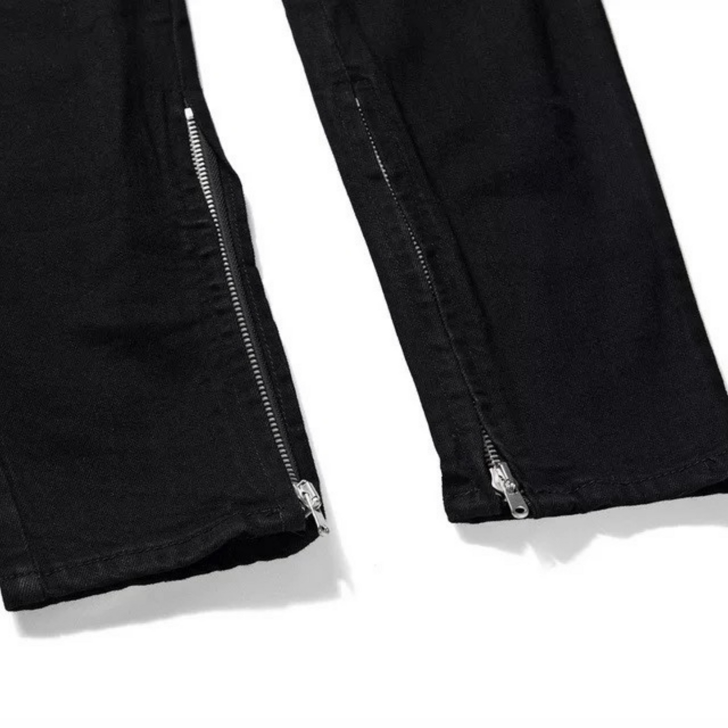 OG.Distressed Black Double Ripped Denim