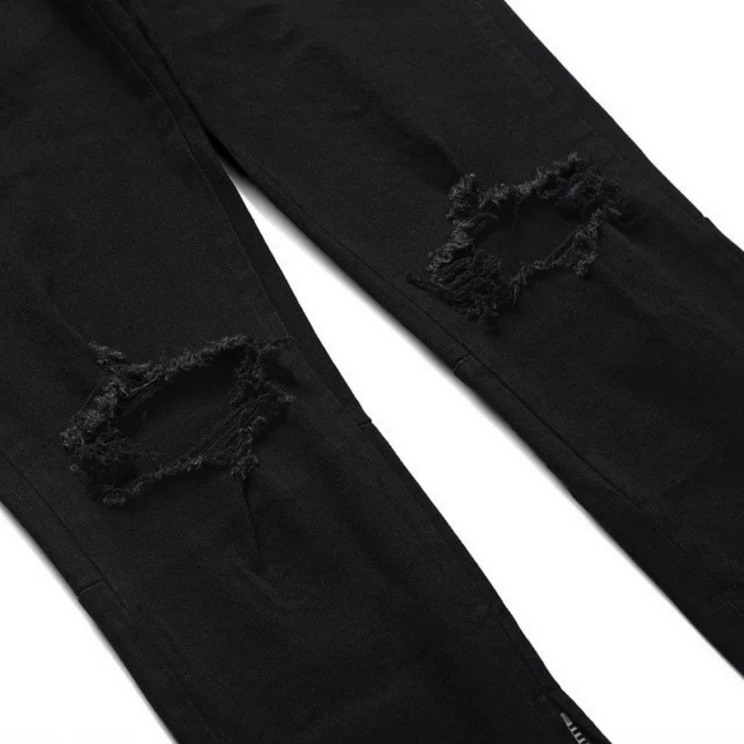 OG.Distressed Black Double Ripped Denim