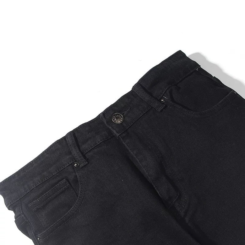 Denim Black Purple Sewing Biker