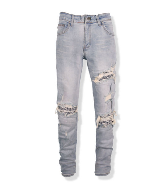 Denim Blue Design Panels Biker
