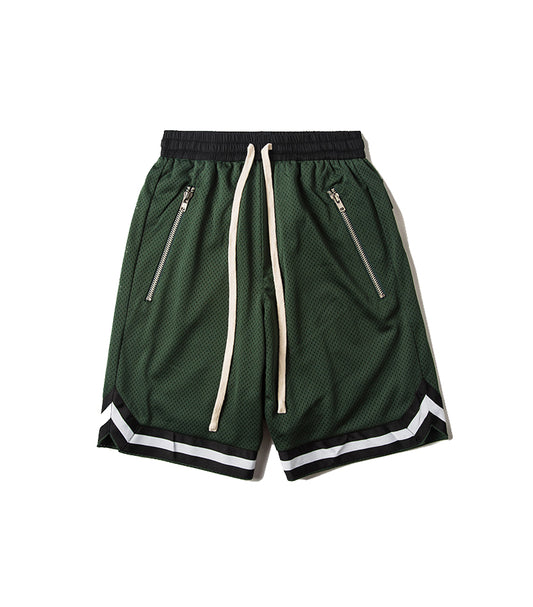 STRIPED DARK GREEN TRACK SHORT