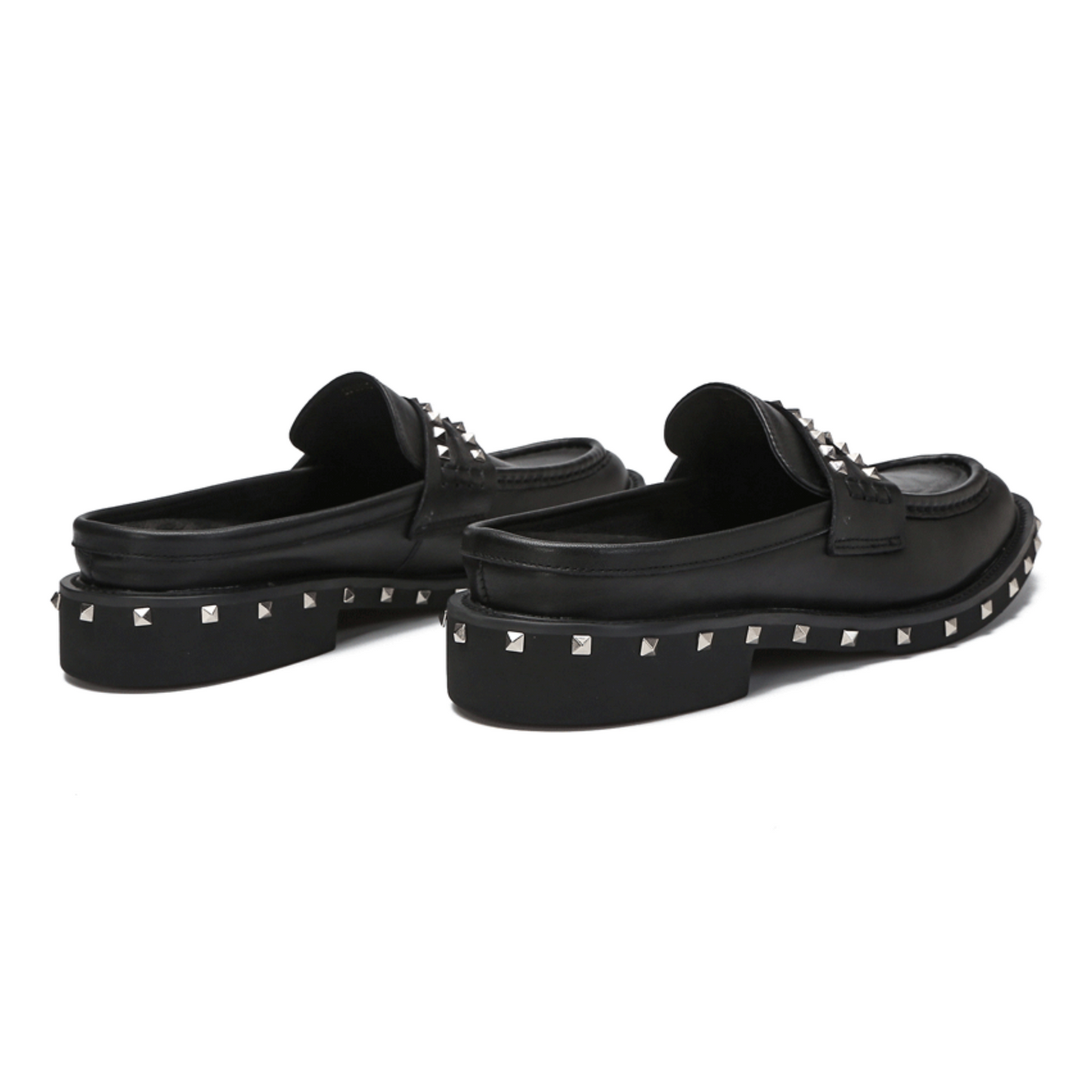 Suede Silver Spike Black Slipper