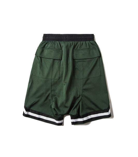 STRIPED DARK GREEN TRACK SHORT